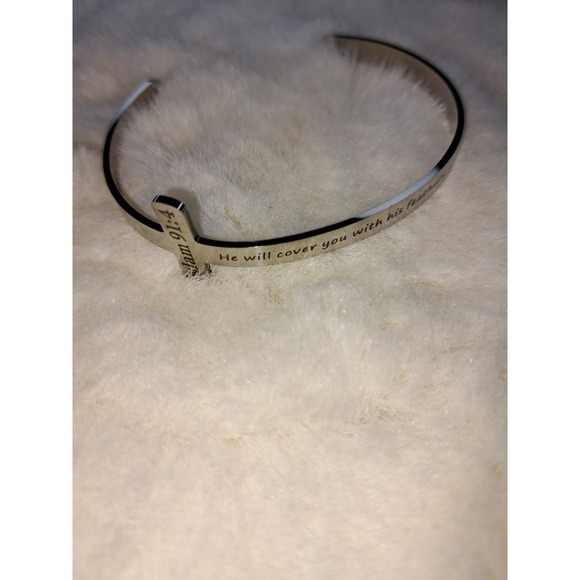 Psalm 91:4 Stainless Steel open cuff adjustable bracelet - - Picture 10 of 11